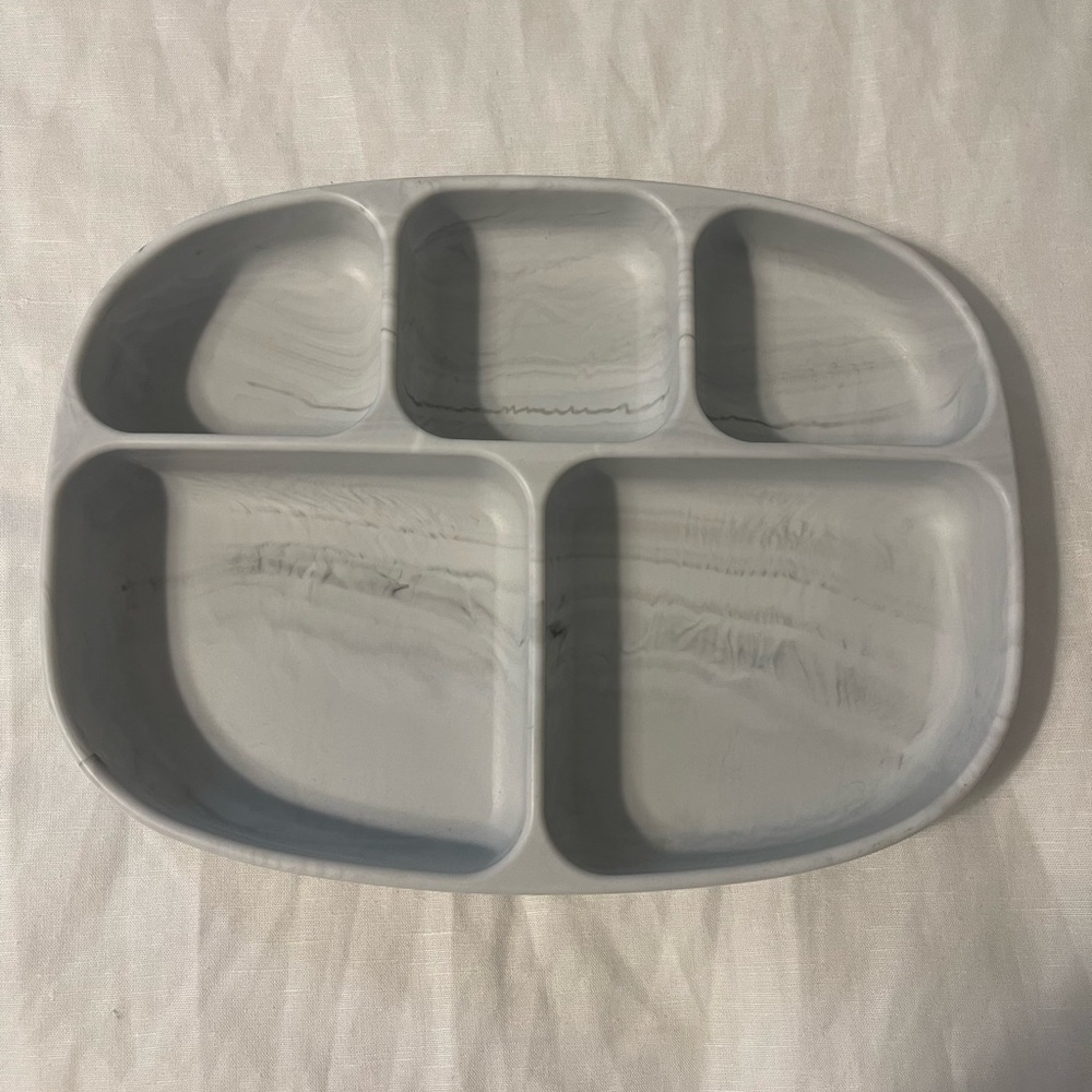 Bumpkins Silicone Grip Dish (5 Section) Marble
